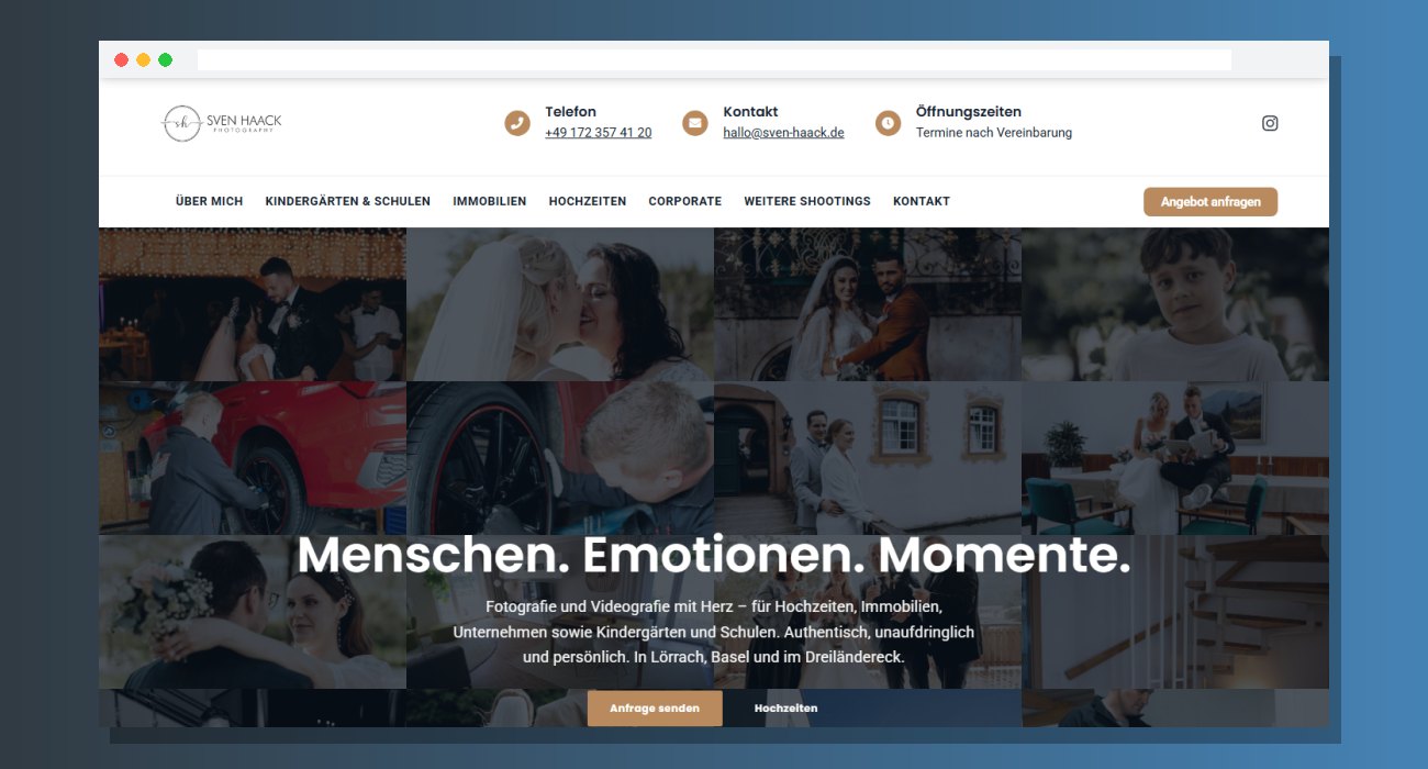 Website sven-haack.de auf dem Clockwork-Baukasten